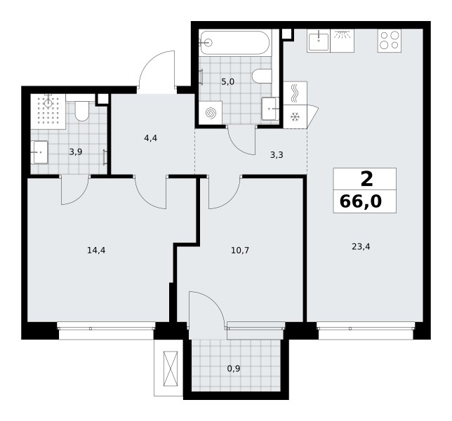 Планировка 66.0 м²