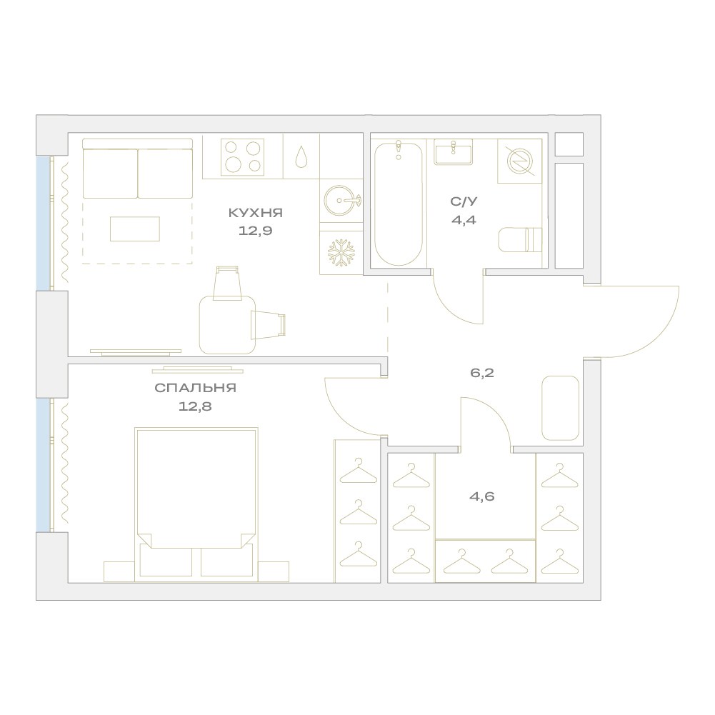 Планировка 40.9 м²