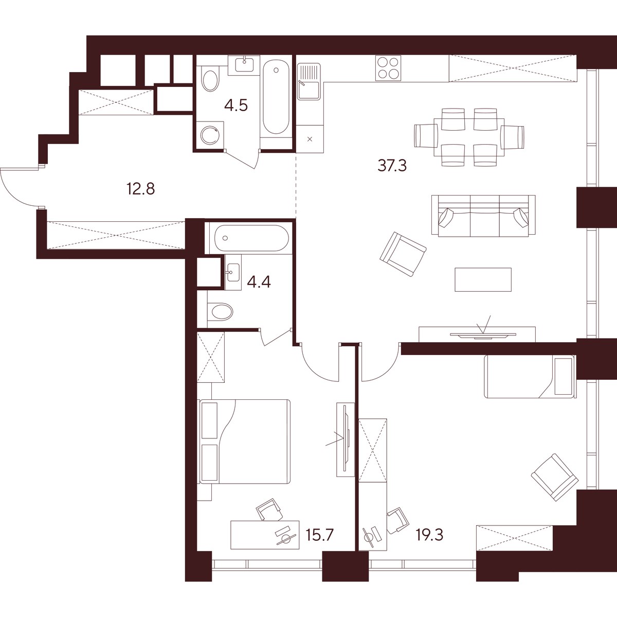 Планировка 94.0 м²