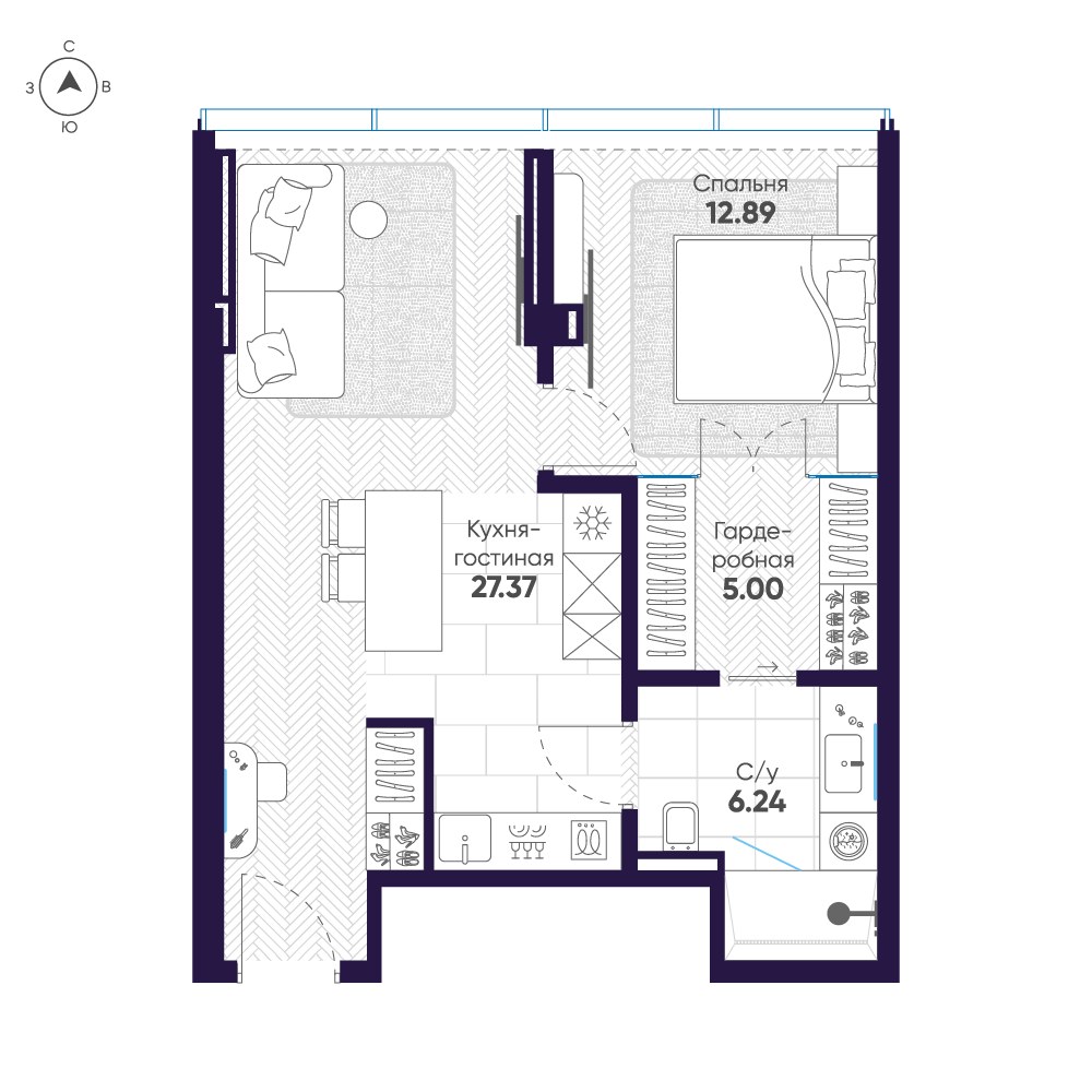 Планировка 51.5 м²