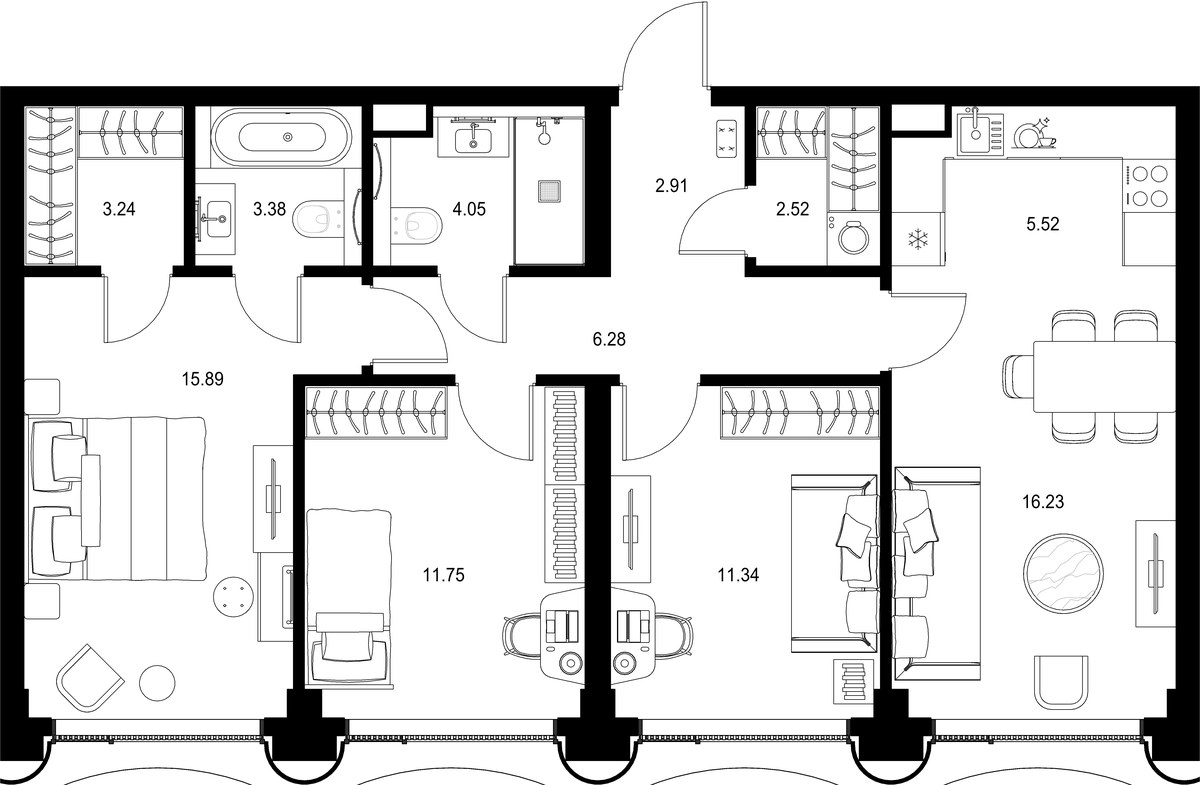 Планировка 83.11 м²