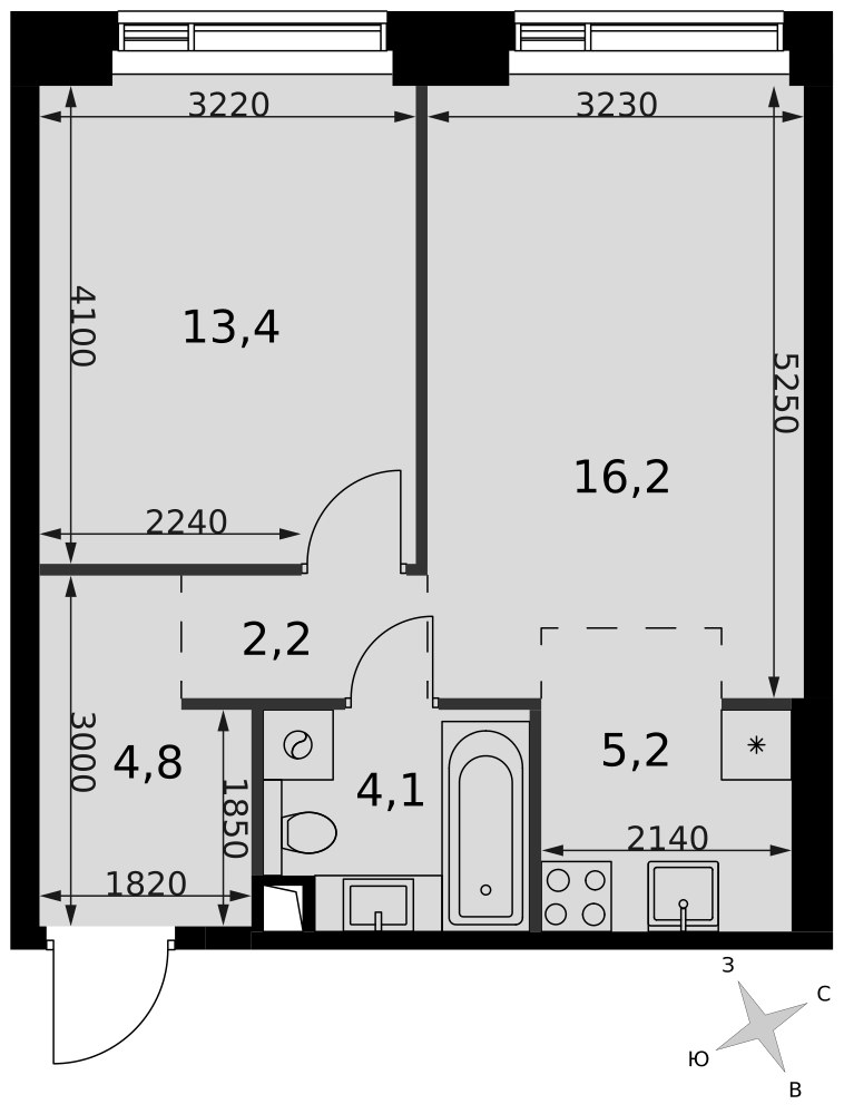 Планировка 45.9 м²