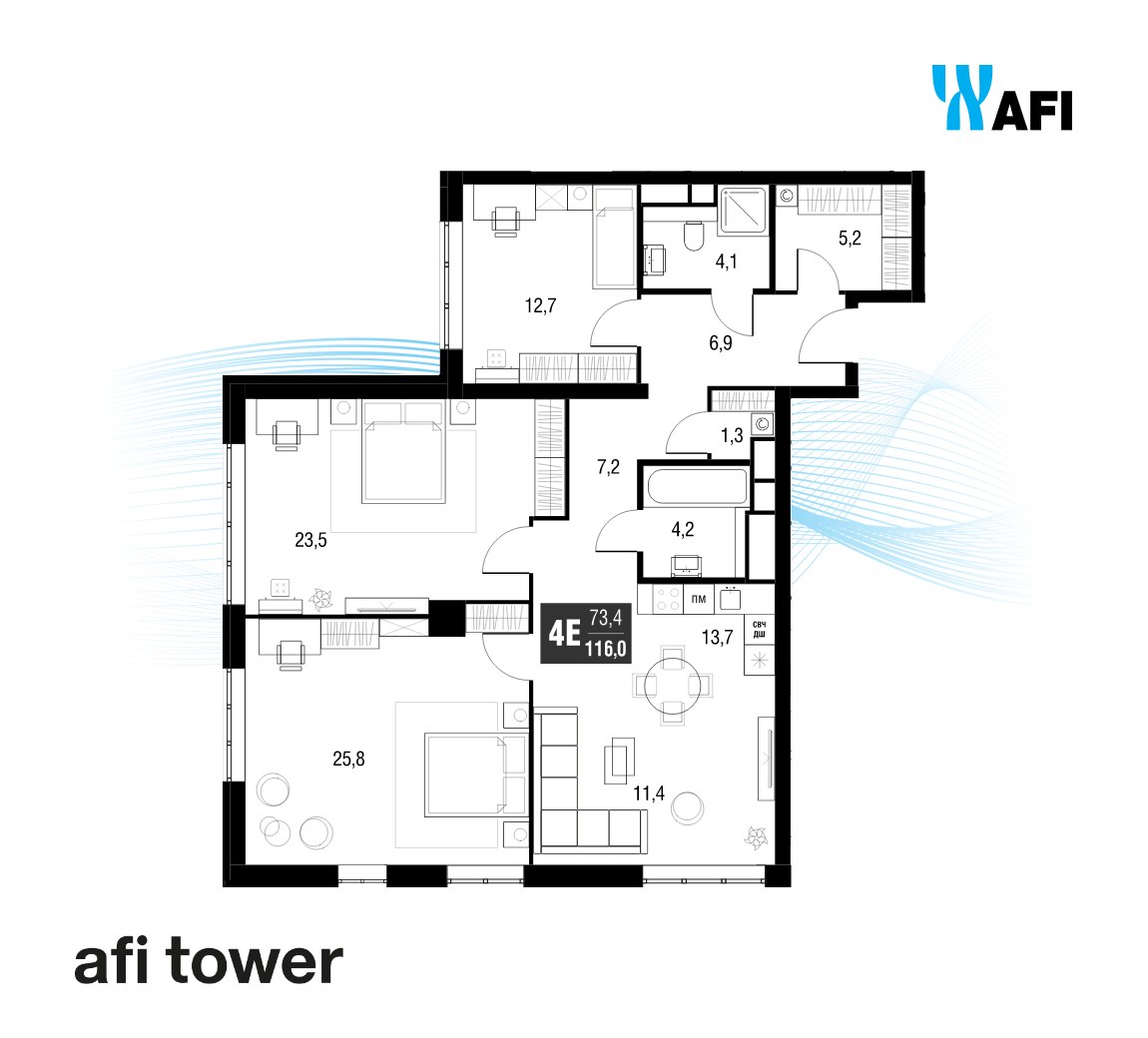 Планировка 115.1 м²