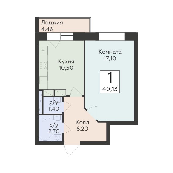 Планировка 40.13 м²