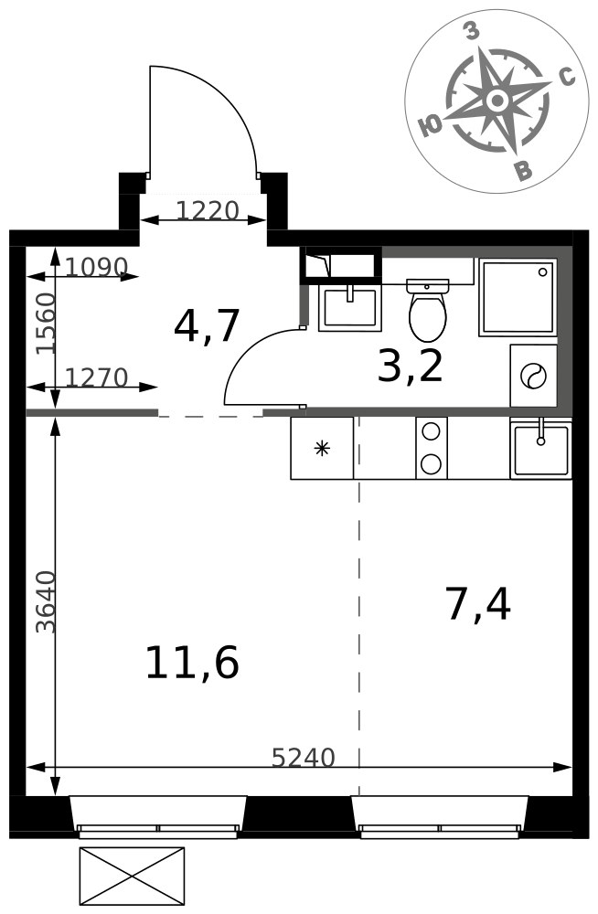 Планировка 26.9 м²
