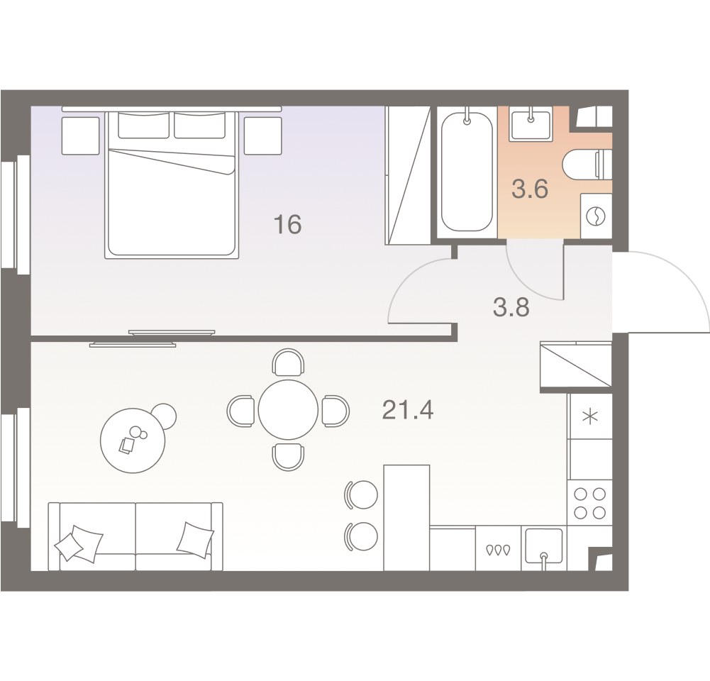 Планировка 45.1 м²
