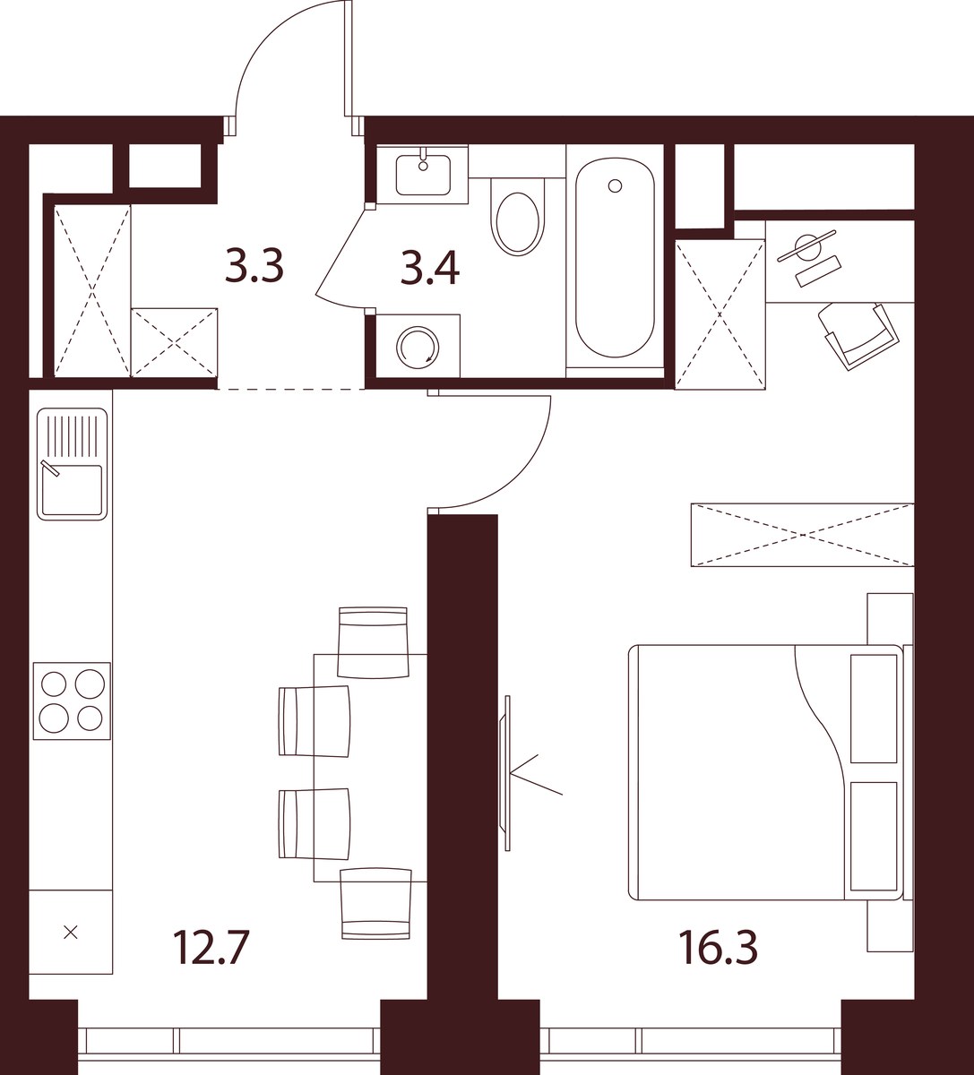 Планировка 35.7 м²