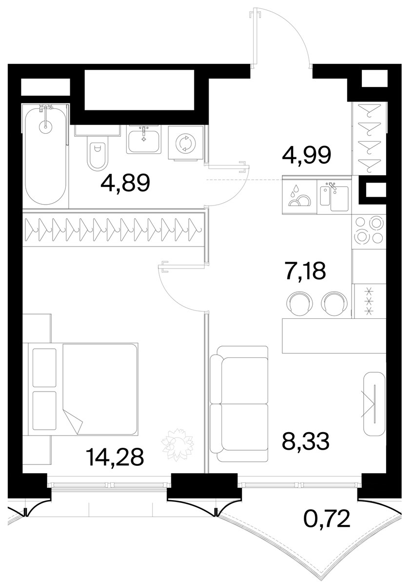 Планировка 40.39 м²
