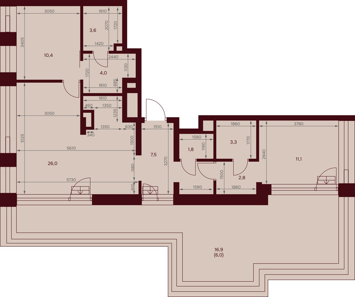 Планировка 76.5 м²