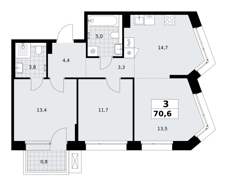 Планировка 70.6 м²