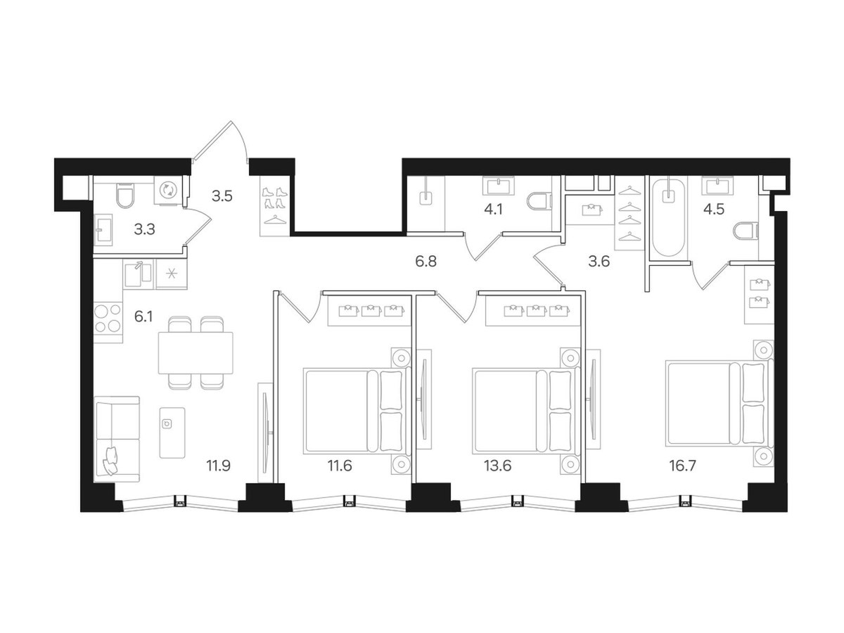 Планировка 85.7 м²