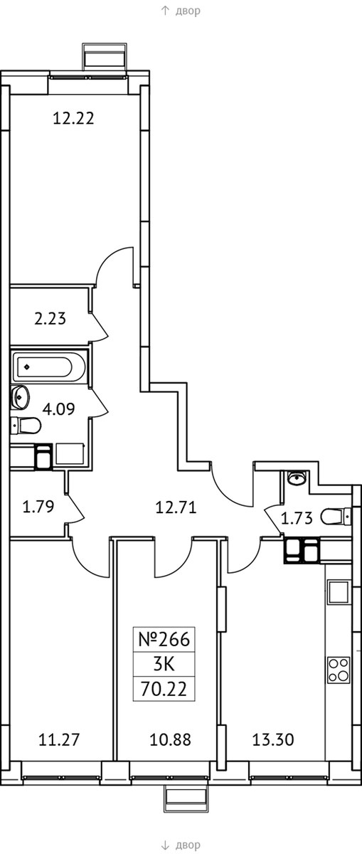 Планировка 70.22 м²