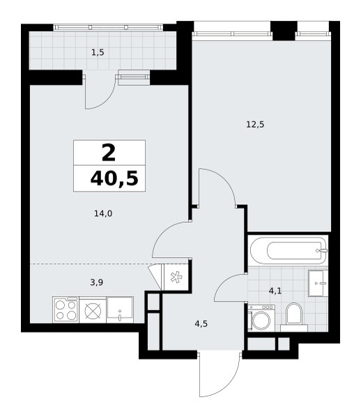 Планировка 40.5 м²