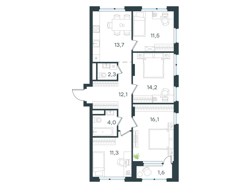 Планировка 86.8 м²