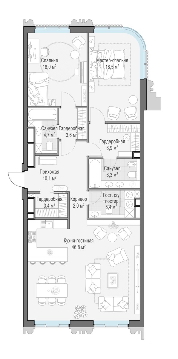 Планировка 124.4 м²