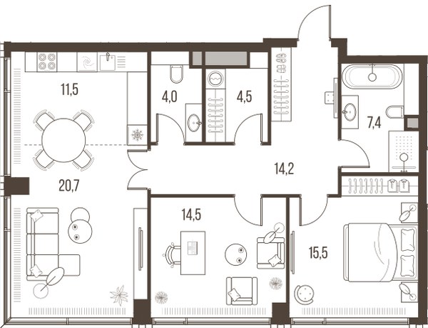 Планировка 92.3 м²