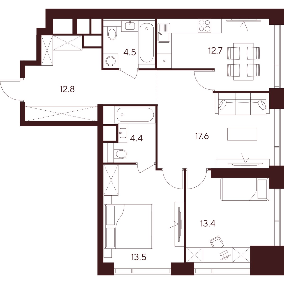 Планировка 78.9 м²