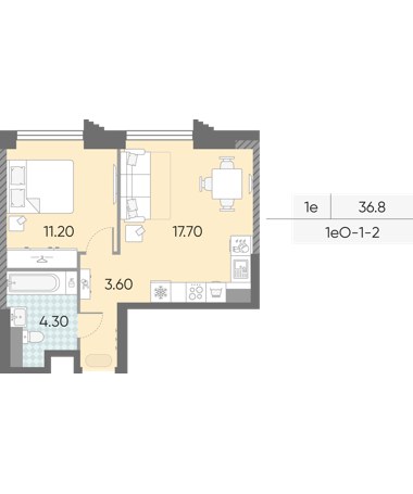 Планировка 36.8 м²