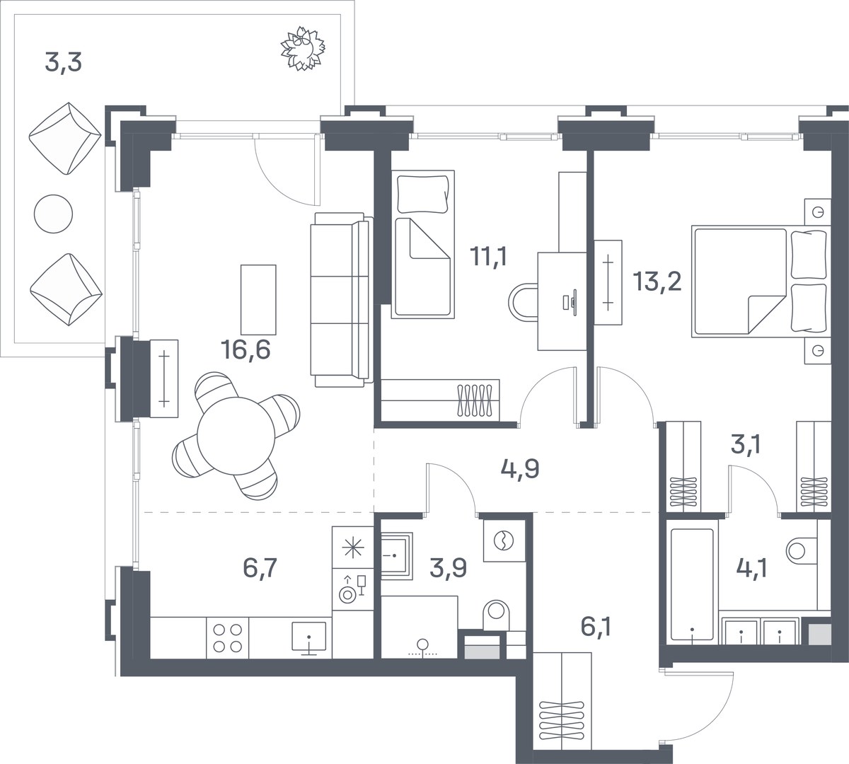 Планировка 73.0 м²