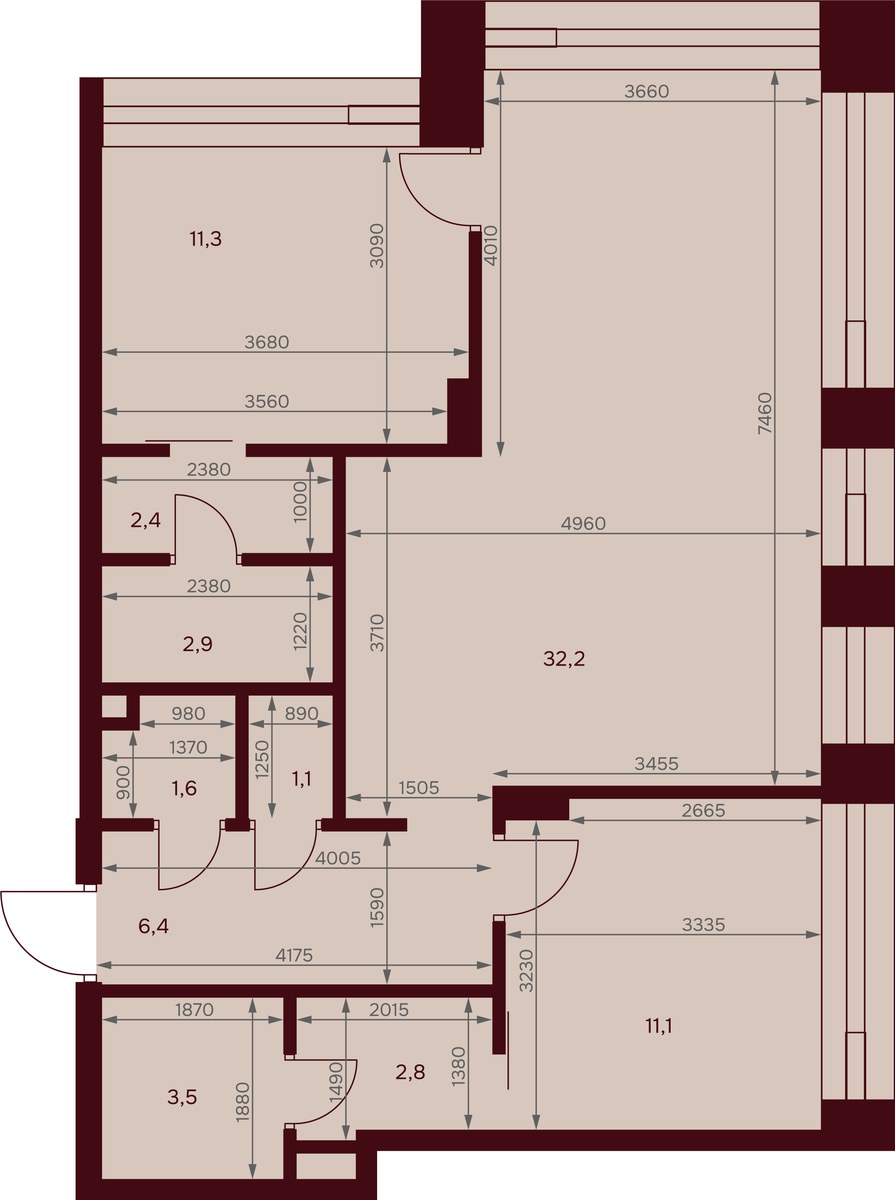 Планировка 74.8 м²