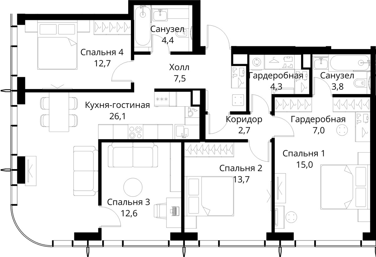 Планировка 109.8 м²