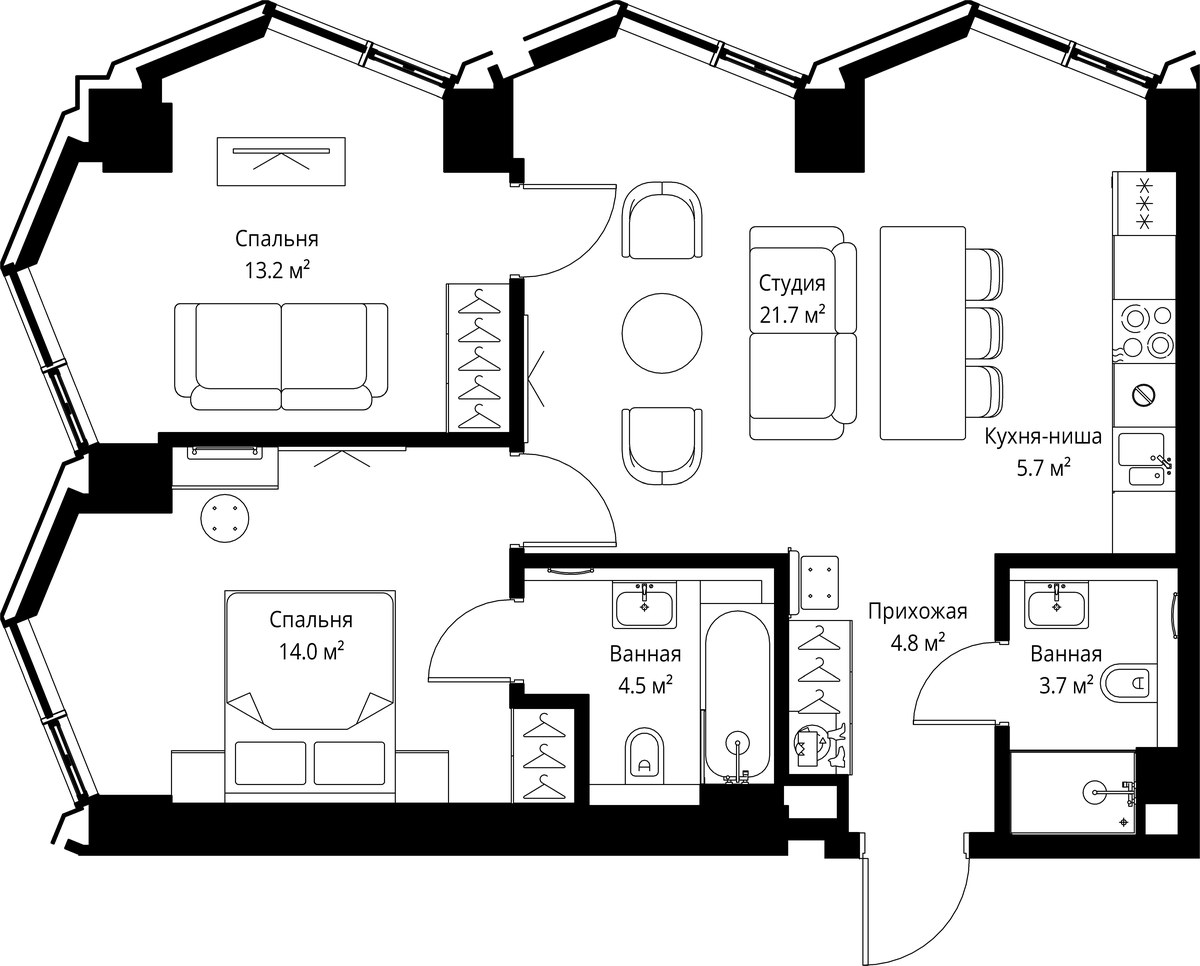 Планировка 67.6 м²