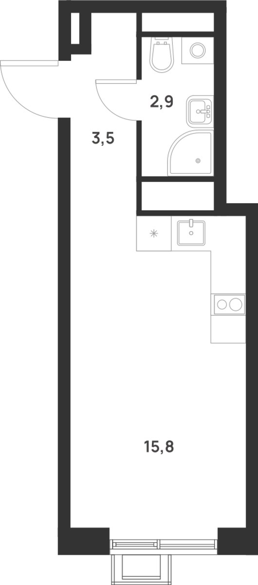 Планировка 22.2 м²