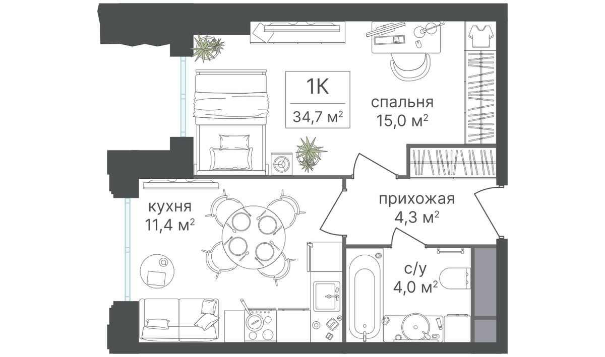 Планировка 35.2 м²