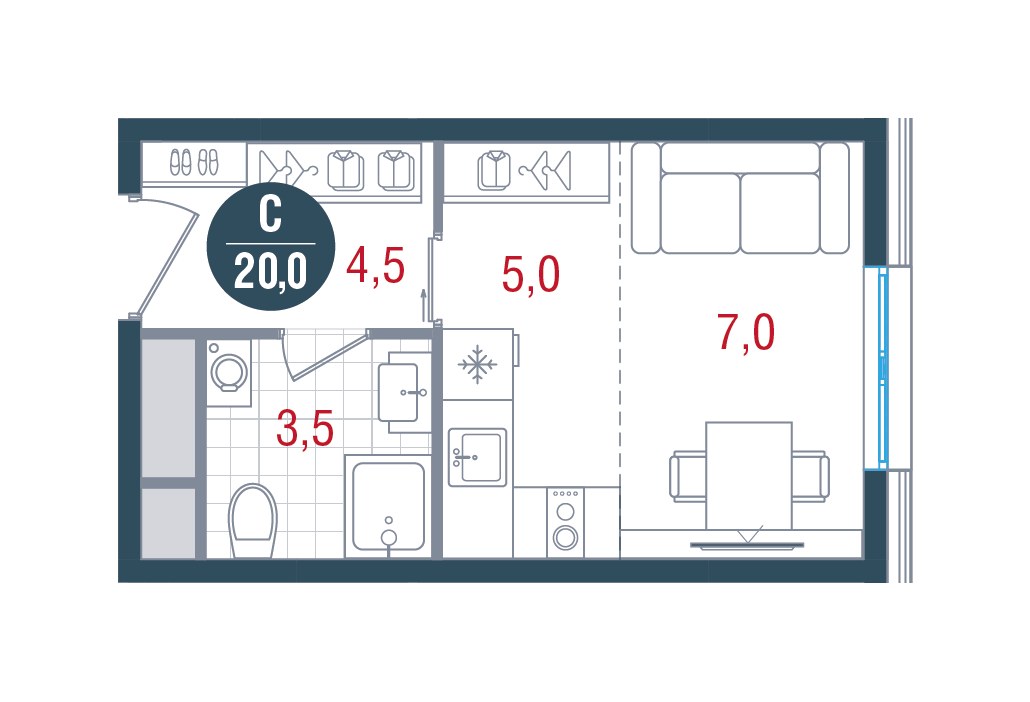 Планировка 20.0 м²