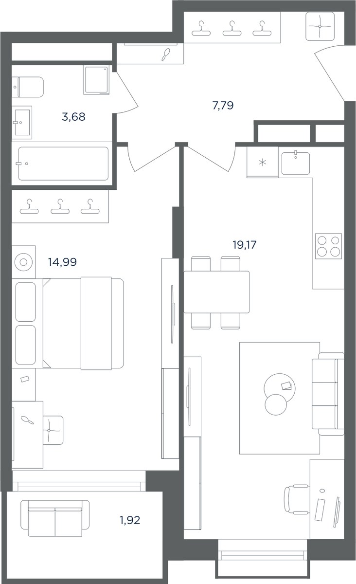 Планировка 47.4 м²