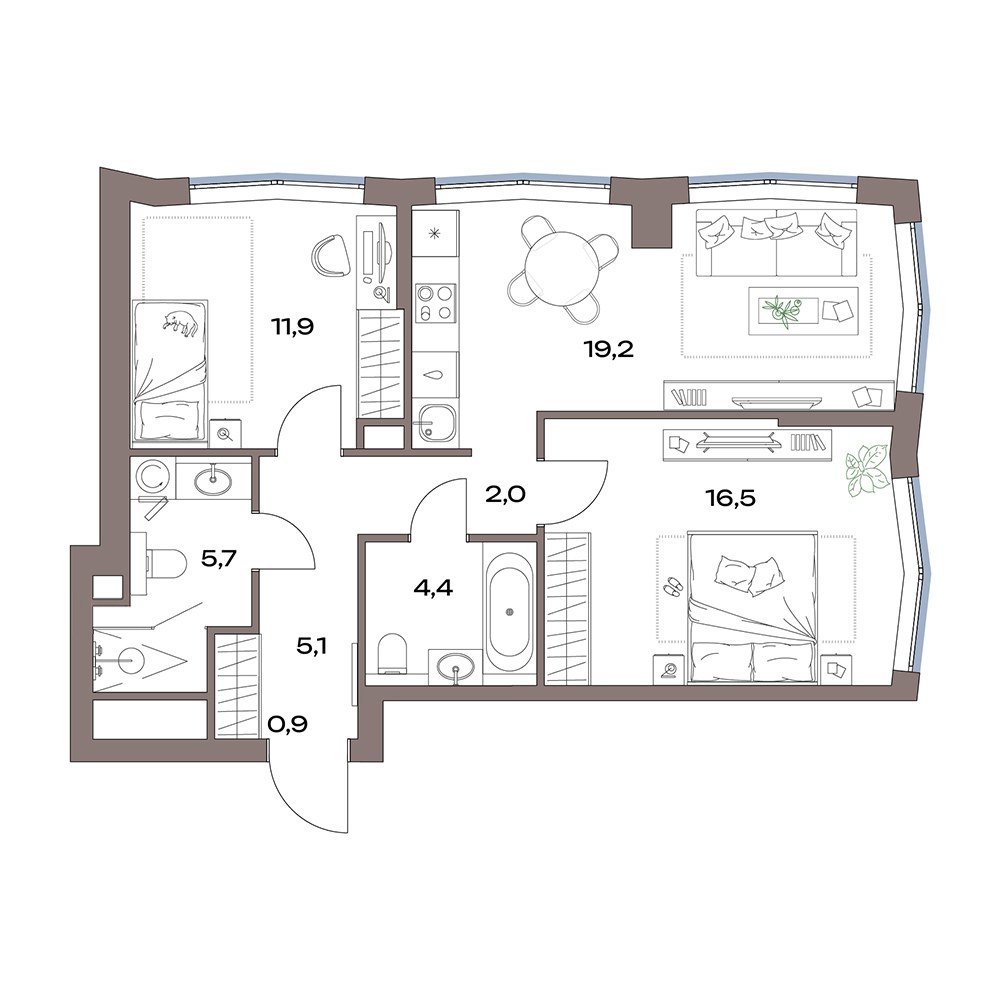 Планировка 66.7 м²