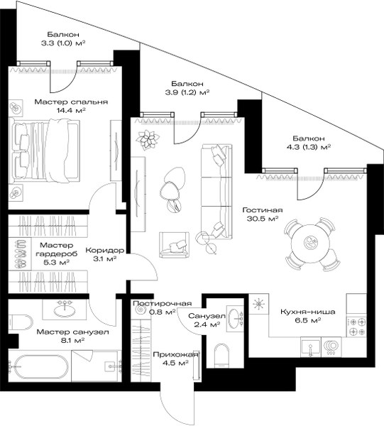 Планировка 79.1 м²