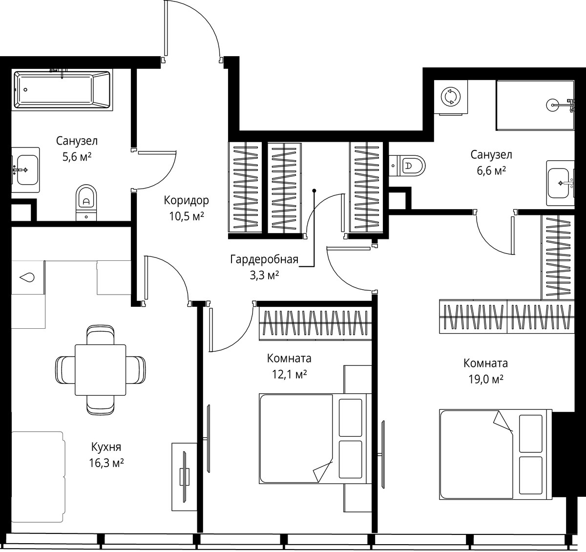 Планировка 73.4 м²