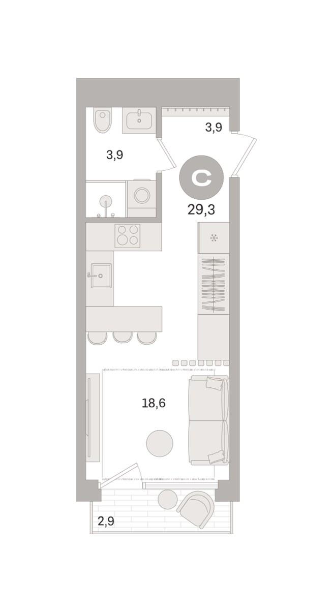 Планировка 29.3 м²