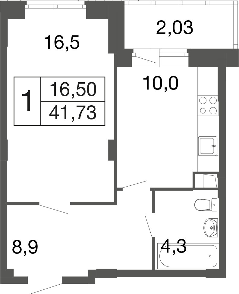 Планировка 39.6 м²