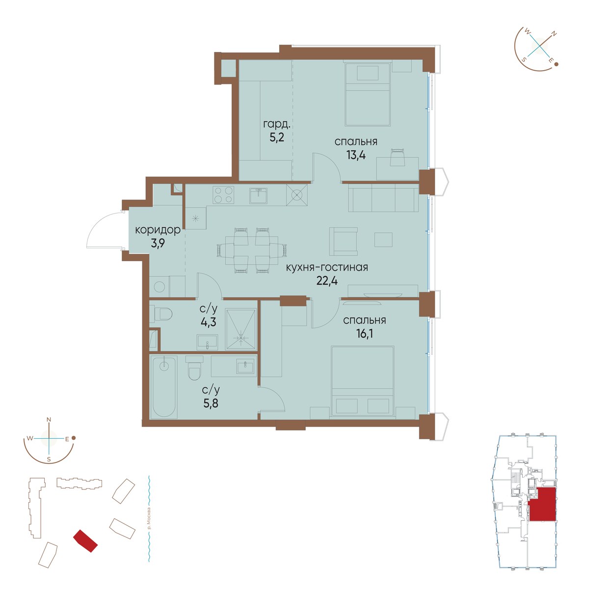 Планировка 71.1 м²