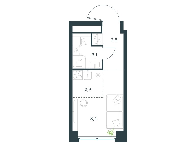 Планировка 17.9 м²