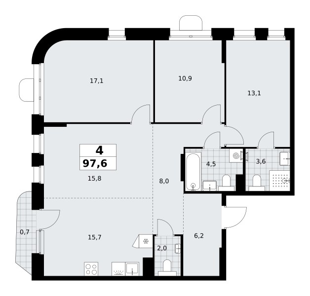 Планировка 97.6 м²