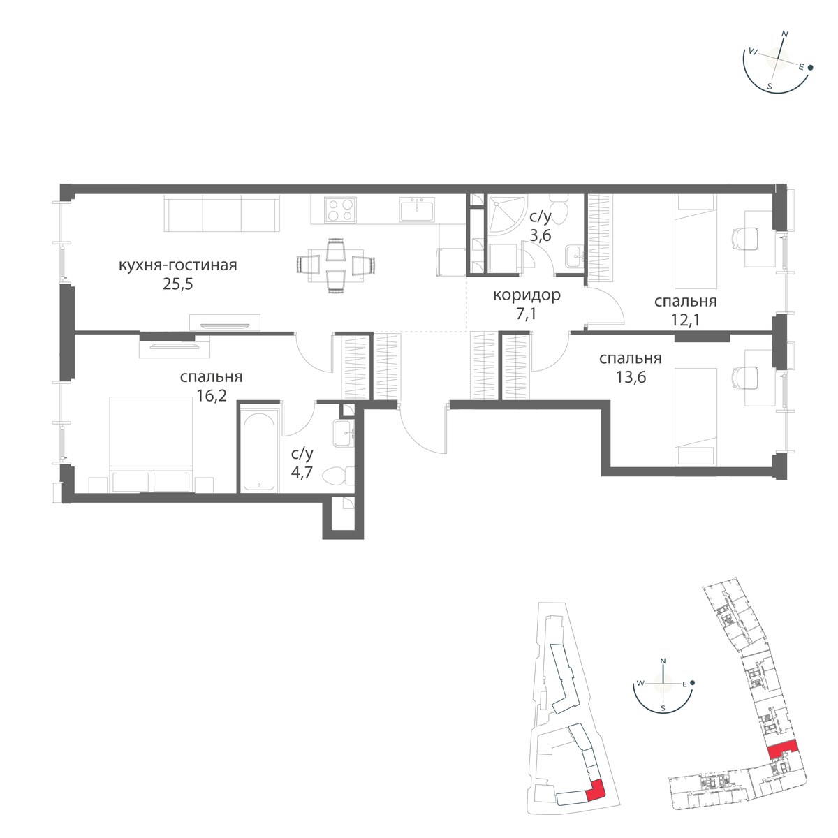 Планировка 82.8 м²