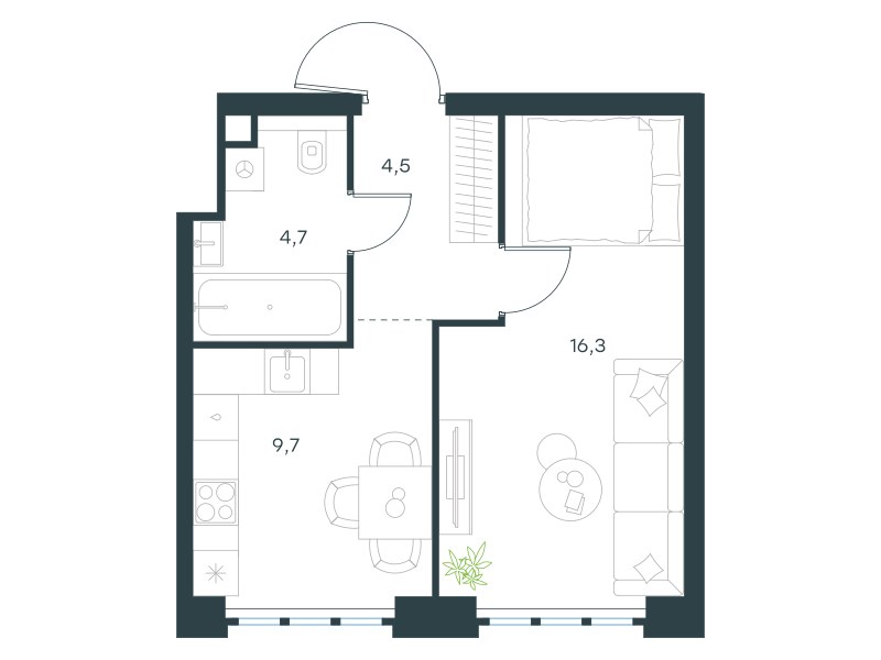 Планировка 35.2 м²