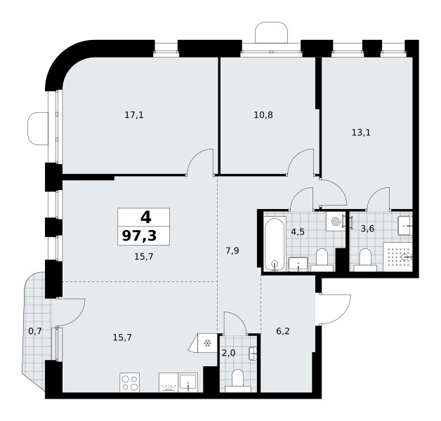 Планировка 97.3 м²