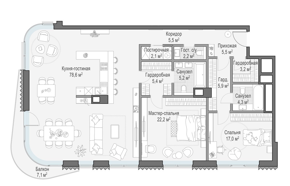 Планировка 158.3 м²
