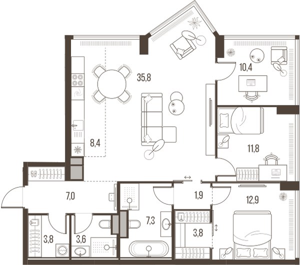 Планировка 106.7 м²