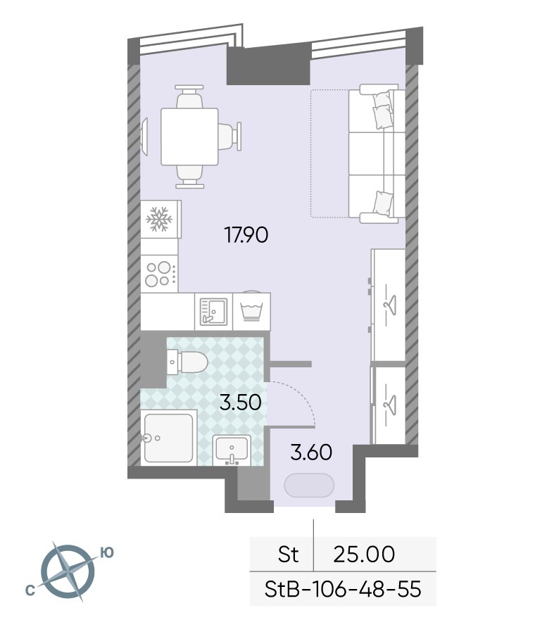 Планировка 25.0 м²