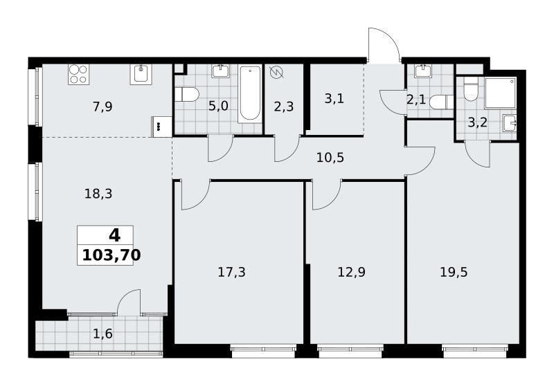 Планировка 104.4 м²