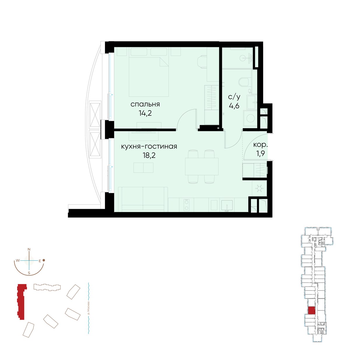 Планировка 38.9 м²