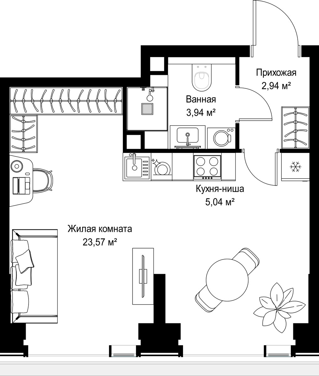 Планировка 35.49 м²