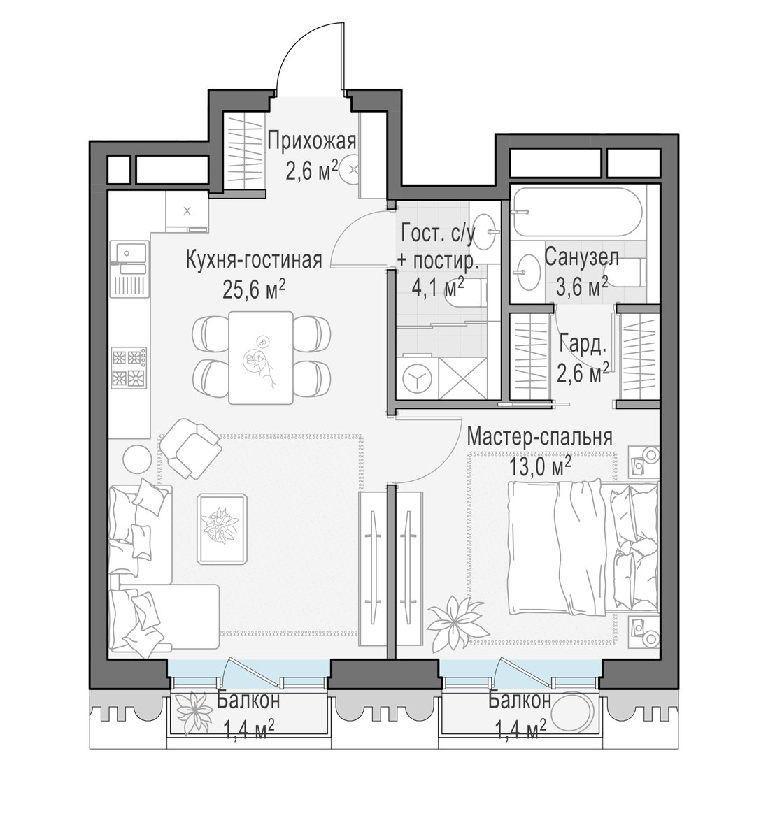 Планировка 52.0 м²