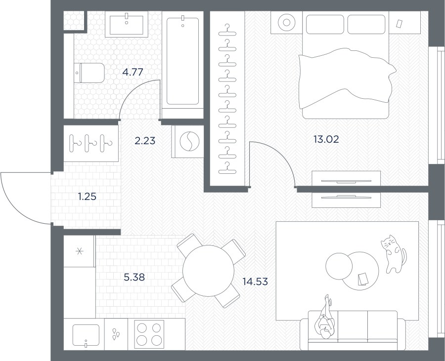 Планировка 41.18 м²