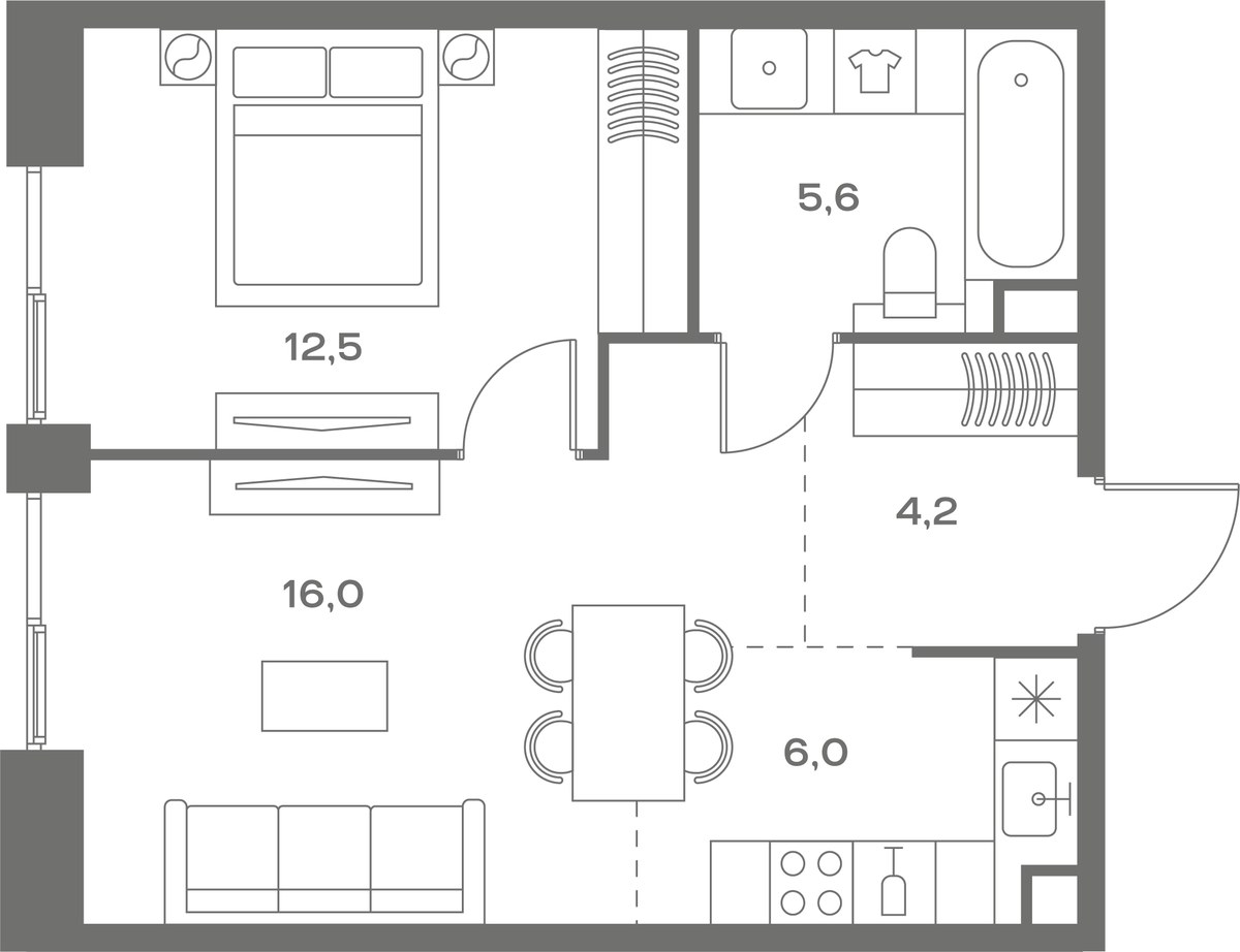 Планировка 44.3 м²